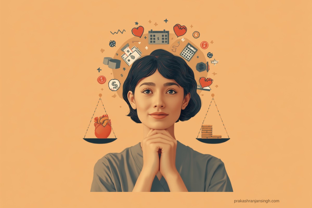 Psychology of money and emotional wellbeing illustration