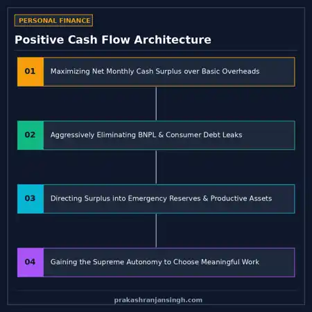 Diagram contrasting positive cash flow asset generation against negative cash flow debt spiral