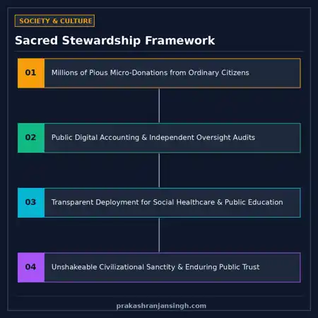 Diagram illustrating the cycle of public devotion, financial transparency, and social welfare in sacred institutions